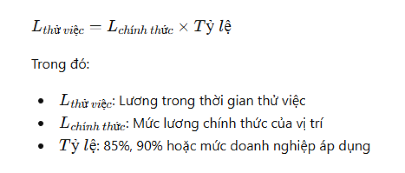 lương thử việc bằng bao nhiêu phần trăm