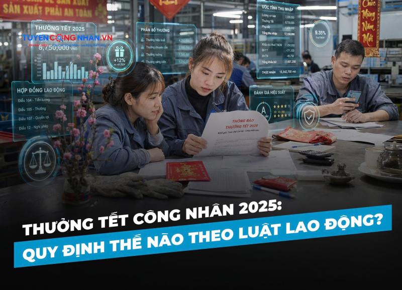 Thưởng Tết Công Nhân 2025: Quy Định Thế Nào Theo Luật Lao Động?
