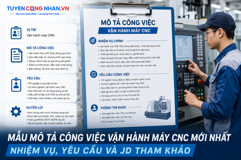 Mẫu mô tả công việc vận hành máy CNC mới nhất: Nhiệm vụ, yêu cầu và JD tham khảo