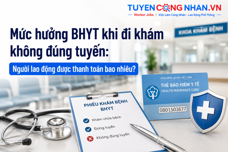 mức hưởng bhyt khi đi kh&aacute;m kh&ocirc;ng đ&uacute;ng tuyến