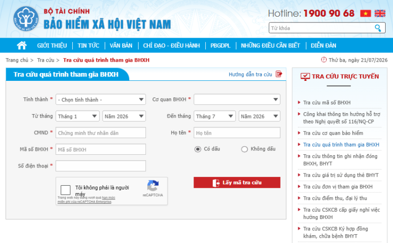 cách tra cứu quá trình đóng bhxh online