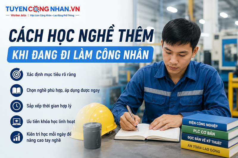 Cách học nghề thêm khi đang đi làm công nhân: Lộ trình nâng cao tay nghề hiệu quả
