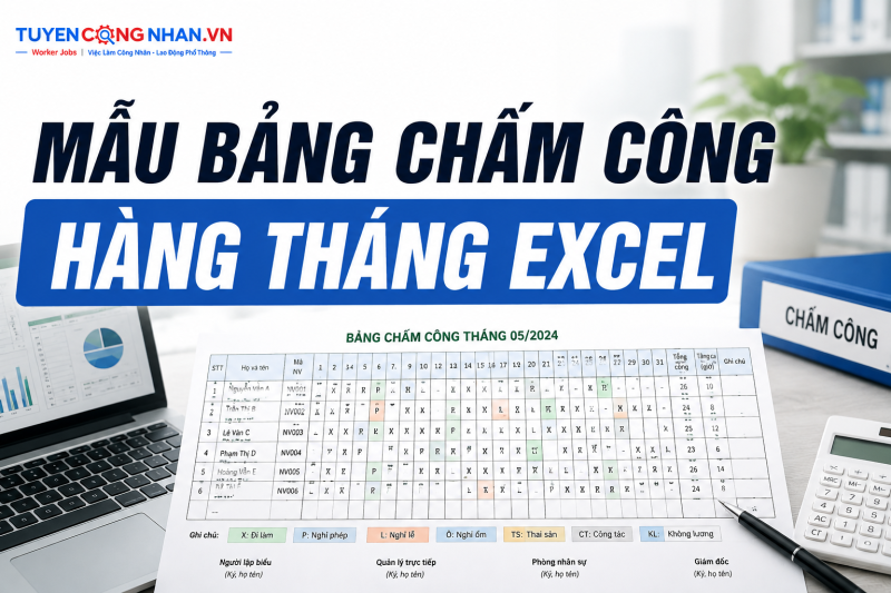 Mẫu bảng chấm công hàng tháng Excel