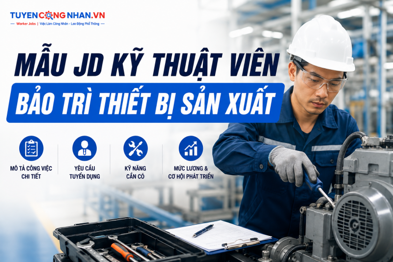 Mẫu JD Kỹ thuật viên bảo trì thiết bị sản xuất: Mô tả công việc chi tiết