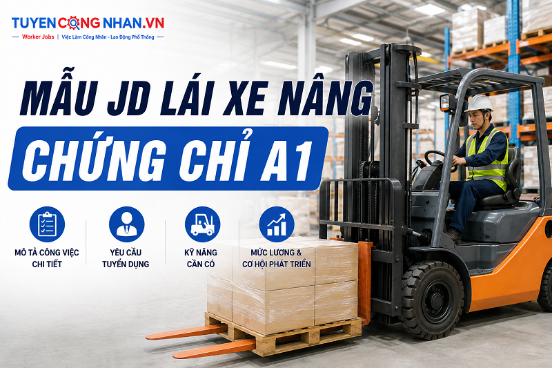 Mẫu JD Lái xe nâng chứng chỉ A1: Mô tả công việc và yêu cầu tuyển dụng mới nhất