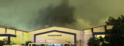 Cháy lớn ở nhà xưởng sản xuất ô tô Trường Hải Quảng Nam