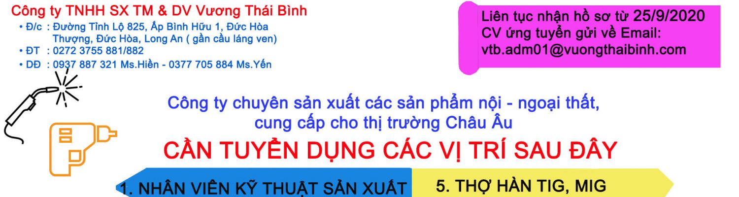 Công ty TNHH SX TM & DV Vương Thái Bình - Cơ khí tại Long An