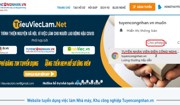 Ứng viên sẽ gửi CV ứng tuyển ngay nếu nhận được “Push Notifications” từ Tuyencongnhan.vn